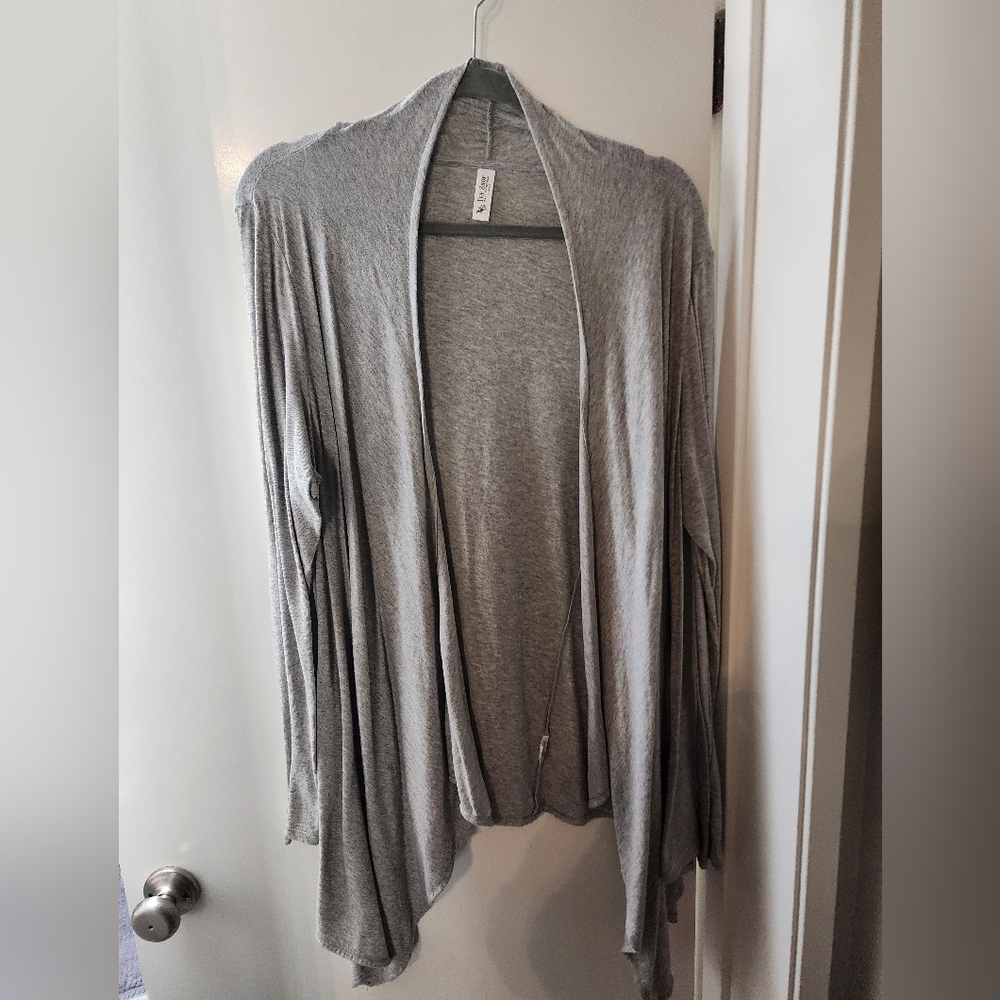 Gray Tee Shop Cardigan Size XL Asymmetrical